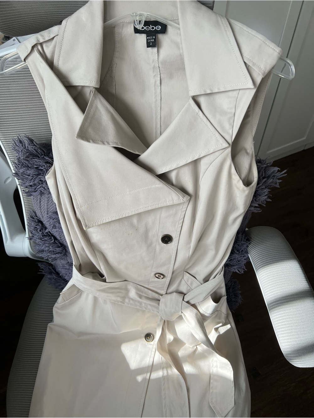 bebe Sleeveless Trench Dress in Cream